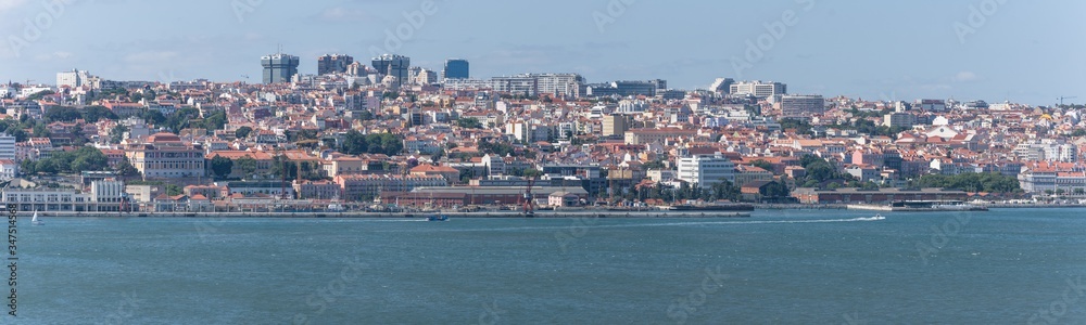 panorama of lisbon with modern architecture summer day