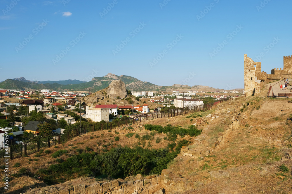 View at Saharnaya Golova mountain from Genoese fortress, Sudak.