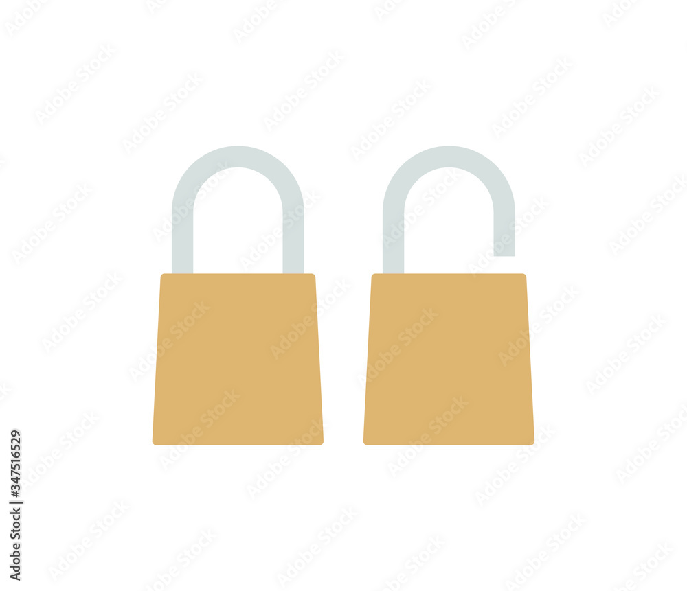 Lock icons set on white background, flat design vector illustration Lock icons set on white background, flat design vector illustration