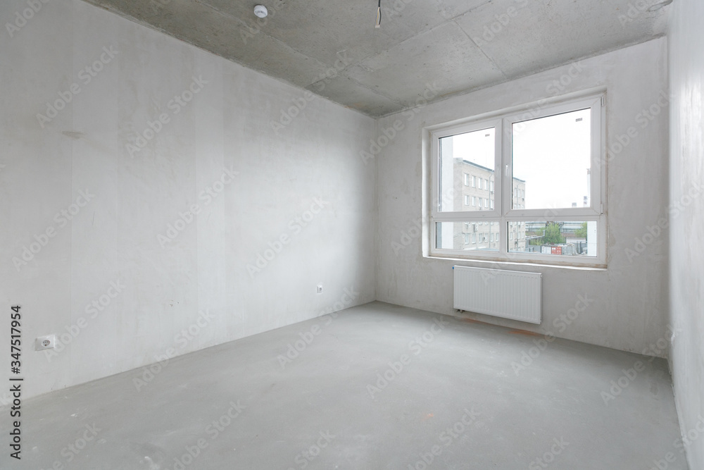 interior of the apartment without decoration in gray colors interior of the apartment without decoration in gray colors