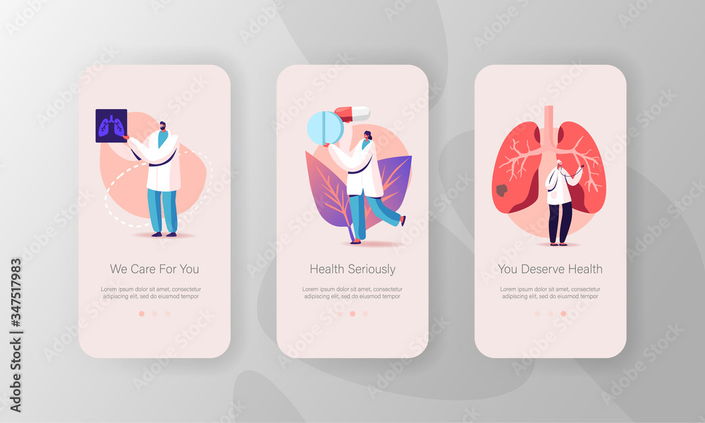 Respiratory Medicine, Pulmonology Healthcare Mobile App Page Onboard Screen  Template. Tiny Doctor Characters Check Human Lungs, X-ray, Pulmonological  Care Concept. Cartoon People Vector Illustration Stock Vector | Adobe Stock