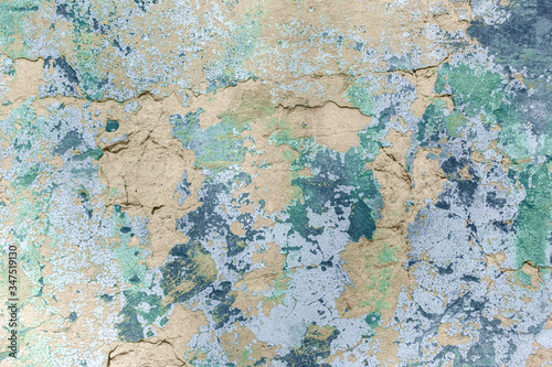 Texture, background of the old concrete wall with cracks and peeling paint
