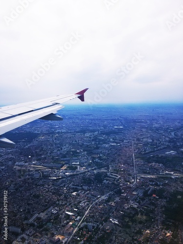 view of the city from airplane window