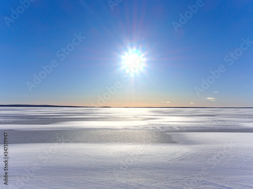 Beautiful frozen lake Lappajärvi in Finland photo