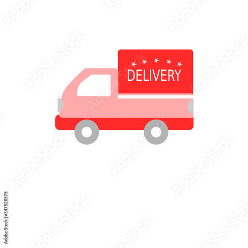 red delivery truck isolated on white
