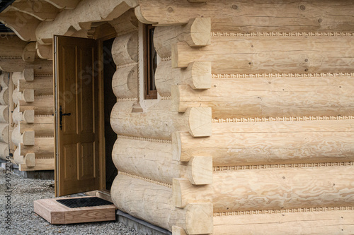 traditional wooden hut, cottage, cabin, chalet, logs, Podhale, Tatra region, highlander style