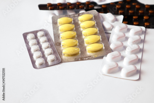 Painkiller tablets  pills and capsules medicine using for treatment and cure the disease or sickness. Drug prescription using for medication in medical clinic  pharmacy or Pharmaceutical concept.
