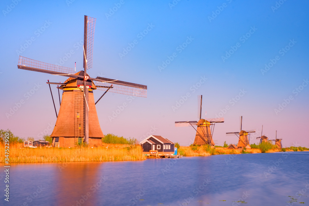 windmills in holland on a sunny day windmills in holland on a sunny day