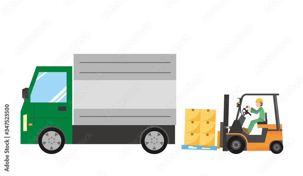 フォークリフト トラック 荷物 積み込み 輸送 フォークリフト トラック 荷物 積み込み 輸送