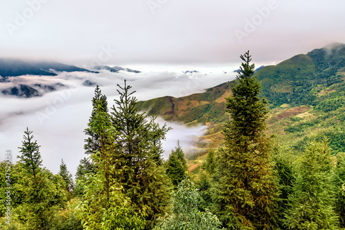 Ta Xua is a famous mountain range in northern Vietnam. All year round, the mountain rises above the clouds creating cloud inversions. photo