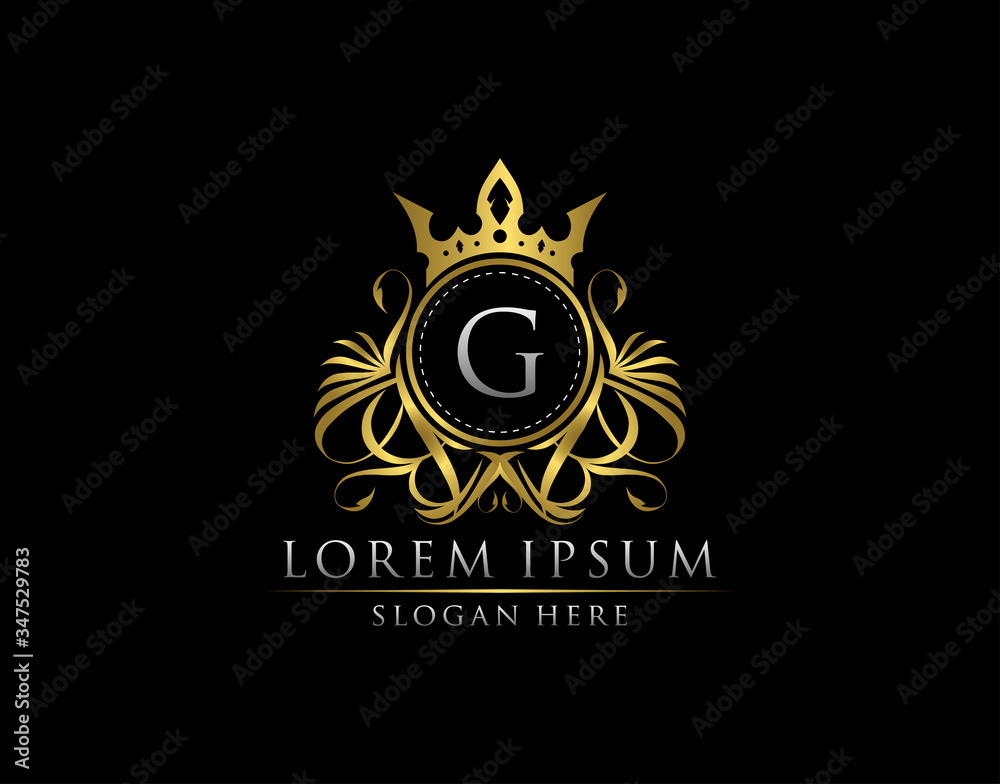 Naklejka premium Premium Royal King G Letter Crest Gold Logo template