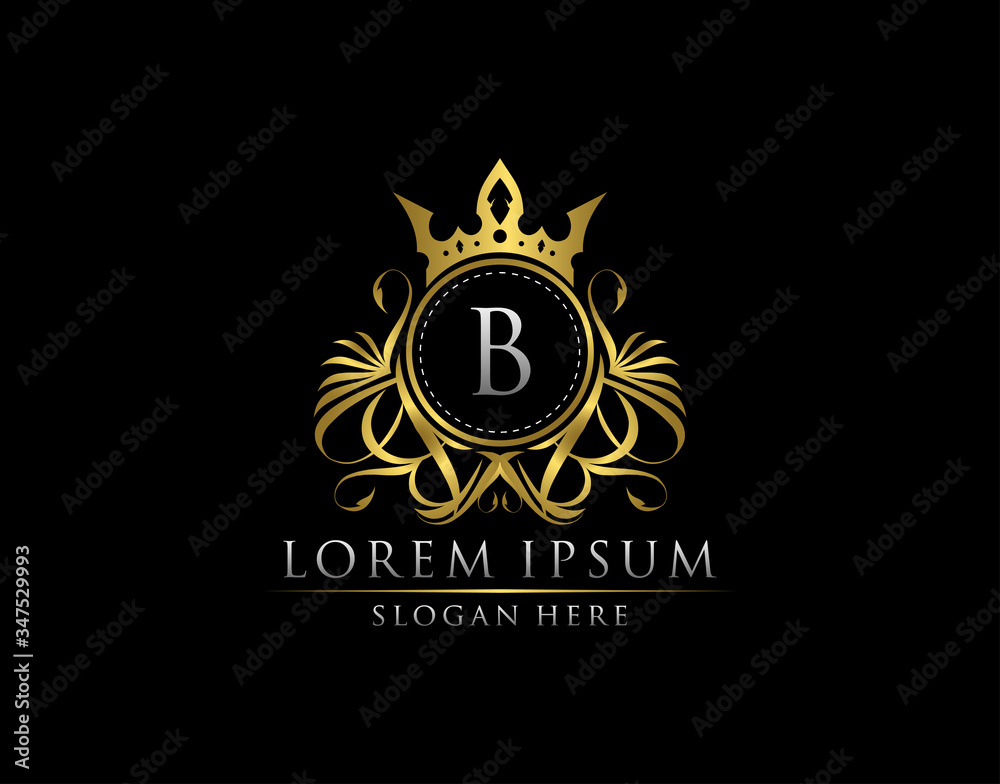 Fototapeta premium Premium Royal King B Letter Crest Gold Logo template