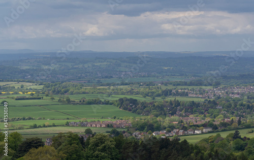 Worcestershire countryside aerial view with farmland