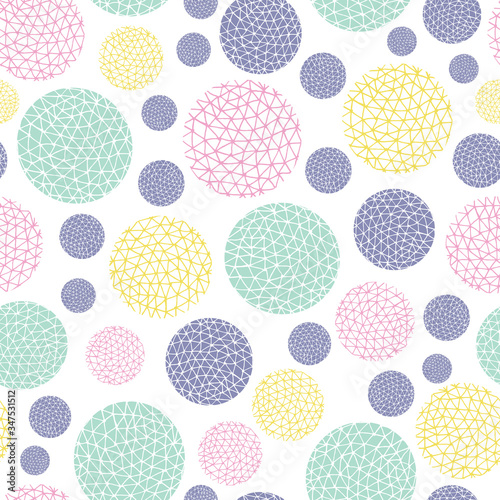 Spotty circular vector repeat pattern with textured fill. Circle dot seamless pattern, perfect for fashion, home, stationary, kids. 
