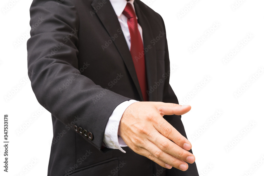 Businessman in the suit is offering to shake the hand