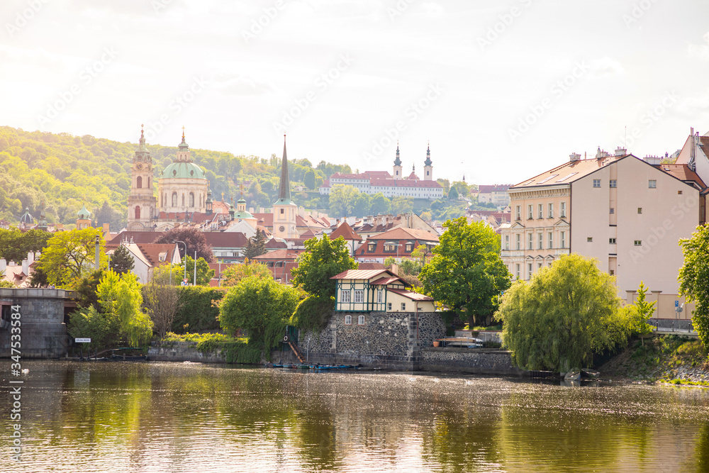 View of Prague old town over Vltava river in Czech republic View of Prague old town over Vltava river in Czech republic