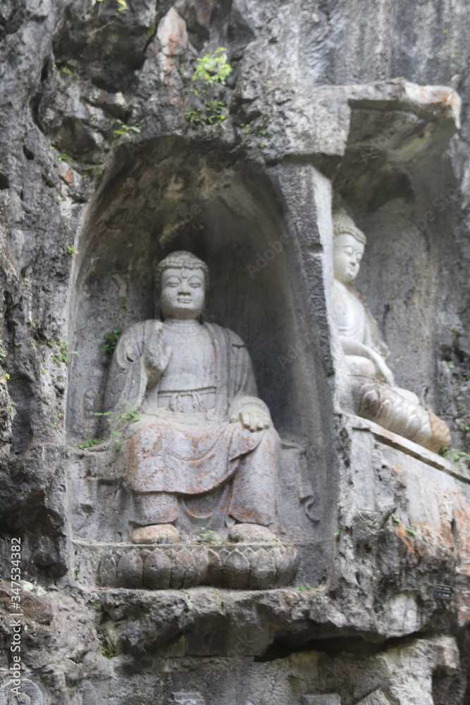 Sculpture bouddhiste du temple de Lingyin à Hangzhou, Chine	