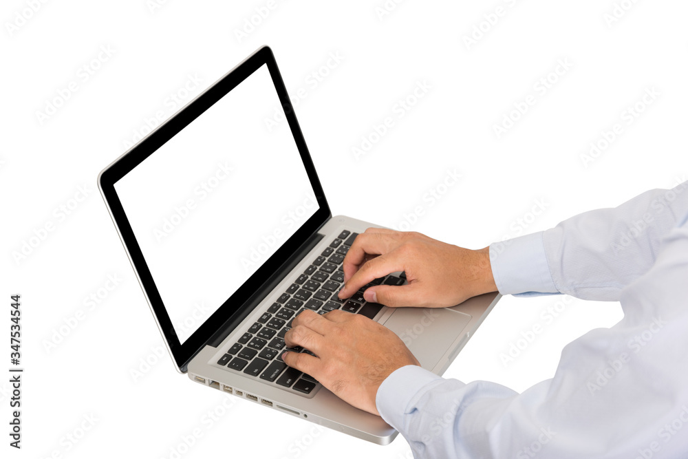 Businessman use computer laptop to search something Businessman use computer laptop to search something