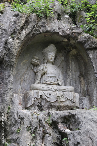 Sculpture bouddhiste du temple de Lingyin    Hangzhou  Chine