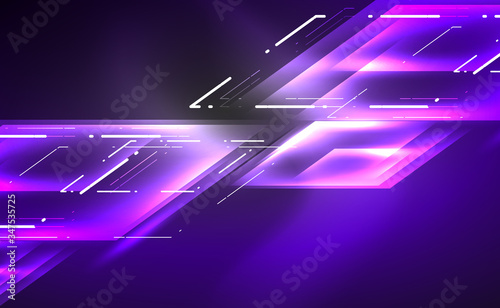 Dynamic neon shiny abstract background. Trendy abstract layout template for business or technology presentation, internet poster or web brochure cover, wallpaper