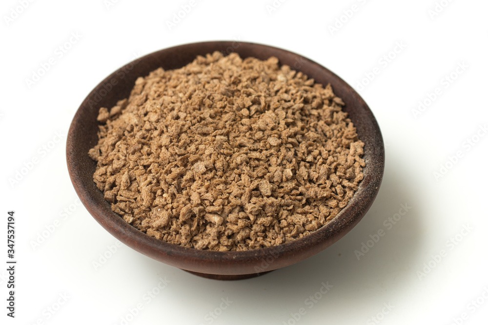 Raw Soya Mince. Textured Soy. Meat Substitute in a bowl Raw Soya Mince. Textured Soy. Meat Substitute in a bowl