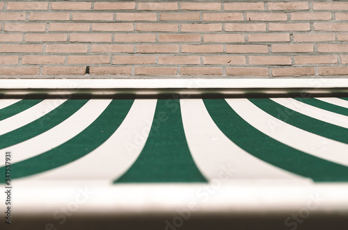 Green and white window sun shade sail 