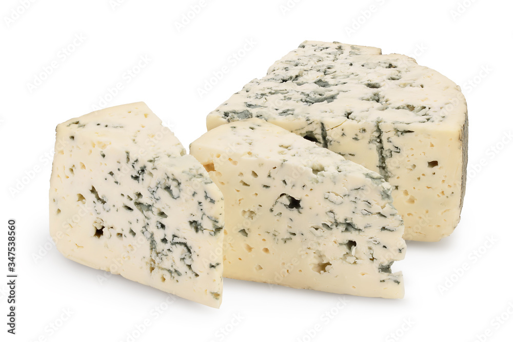 Blue cheese isolated on white background with clipping path and full depth of field. Blue cheese isolated on white background with clipping path and full depth of field.