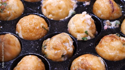 Close up of Japanese street food Takoyaki photo