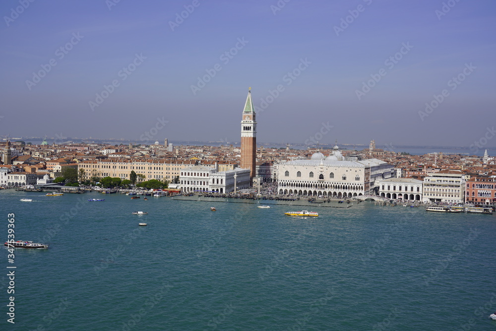 aerial view looking towards venice, italy