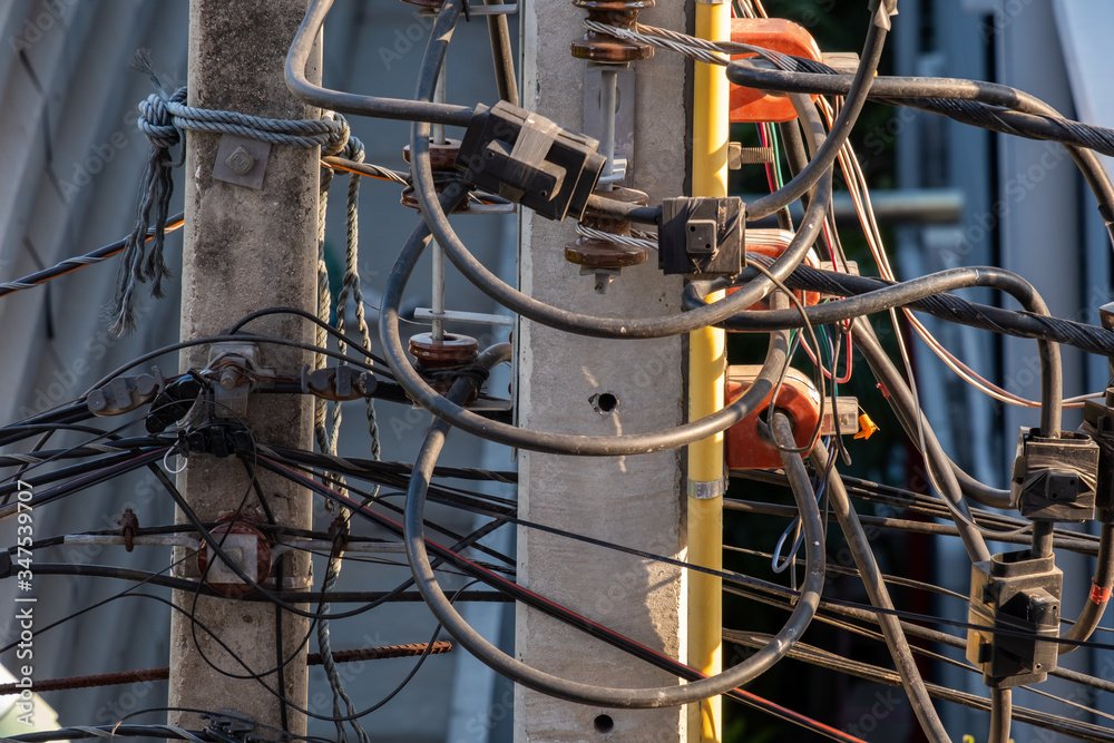 Messy electrical cables and tele communication cables Messy electrical cables and tele communication cables
