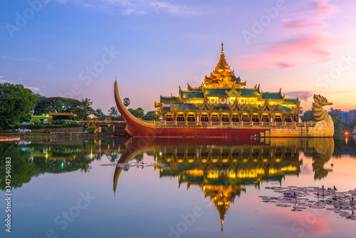 Yangon  Myanmar at Karaweik Palace in Kandawgyi Royal Lake