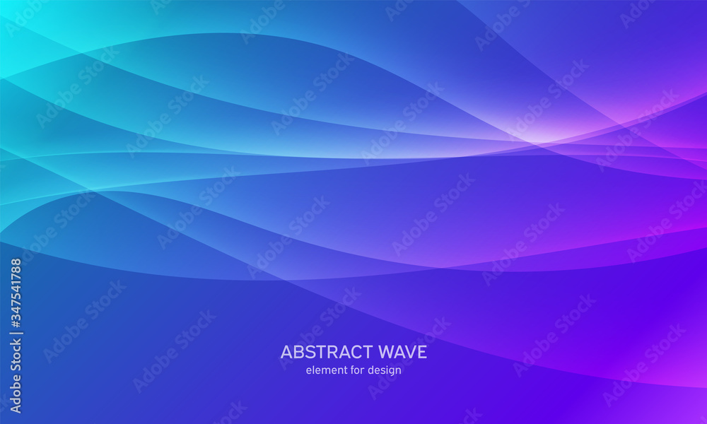 Abstract wave element for design. Blue. Digital frequency track equalizer. Stylized line art background. Colorful shiny wave with lines created using blend tool. Curved wavy line, smooth stripe Vector