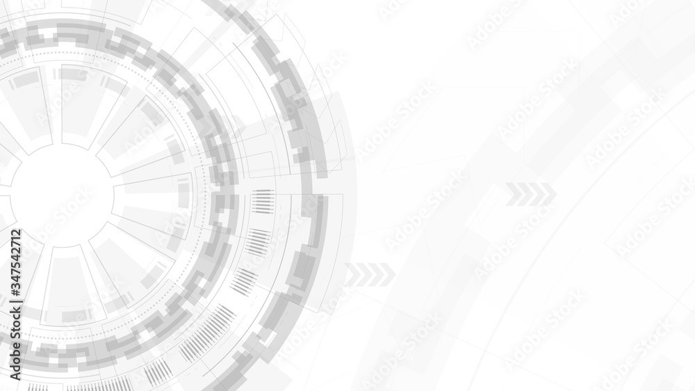 Obraz premium A gray circle technology on white background, Abstract background concept for security system