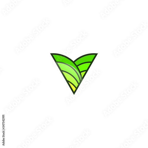 Eco V letter logo template