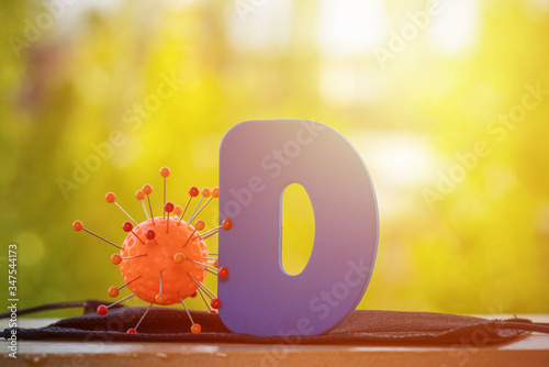 Obraz na płótnie Vitamin D help in treating coronavirus. Vitamin D, coronavirus and question mark on a background of sunlight. w salonie