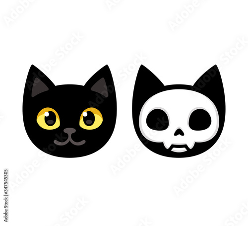 Cartoon cat head skull