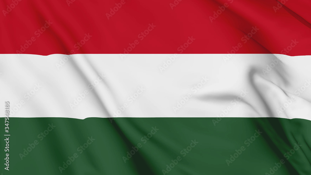Fototapeta premium Hungary flag is waving 3D animation. Hungary flag waving in the wind. National flag of Hungary. 