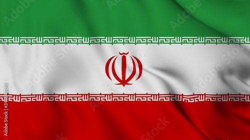 The Islamic Republic of Iran flag is waving 3D animation. Iran flag waving in the wind. National flag of Iran .