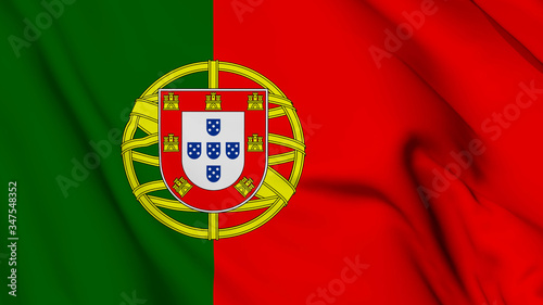 Portugal flag is waving 3D animation. Portugal flag waving in the wind. National flag of Portugal