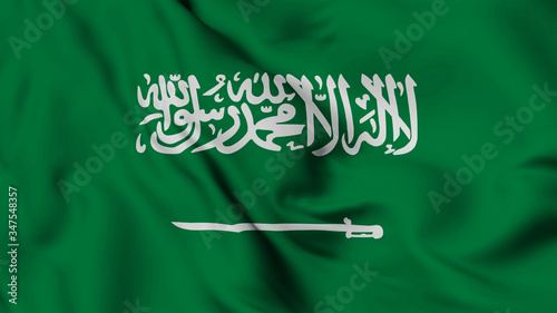 ksa flag is waving 3D animation. Saudi Arabia flag waving in the wind. National flag of saudi . Sign of ksa seamless loop animation. 4K