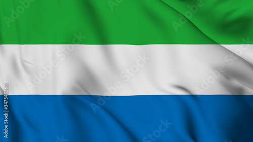 Sierra Leone flag is waving 3D animation. Sierra Leone flag waving in the wind. National flag of Sierra Leone.