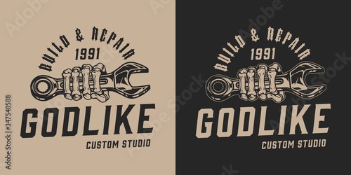 Build and repair motorcycle service emblem