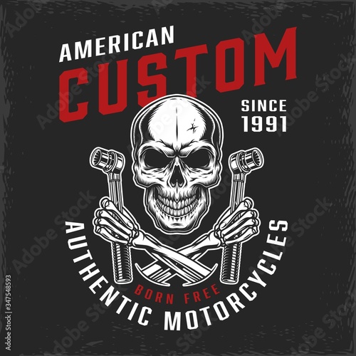 Motorcycle repair service vintage label