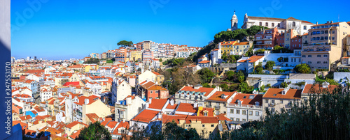 Panoramic view to the Sao Jorge Castle, Lisbon, Portugal