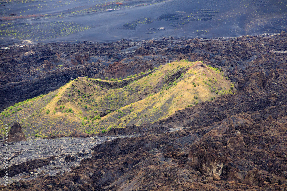 Adventive crater in the caldera of the Fogo vulcano, Fogo island, Cape Verde