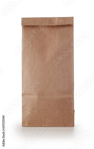 Kraft paper package isolated on white.