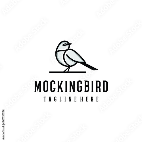 Mockingbird logo design. Awesome a mockingbird silhoutte. A mockingbird logotype.