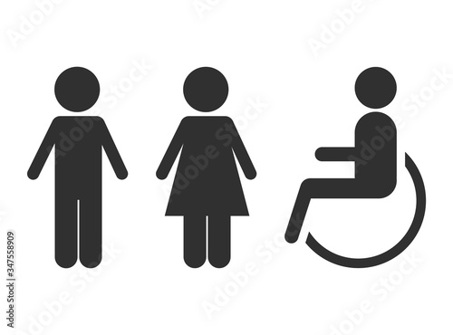 Man women and person with disabilities icon isolated on white background. Vector illustration.