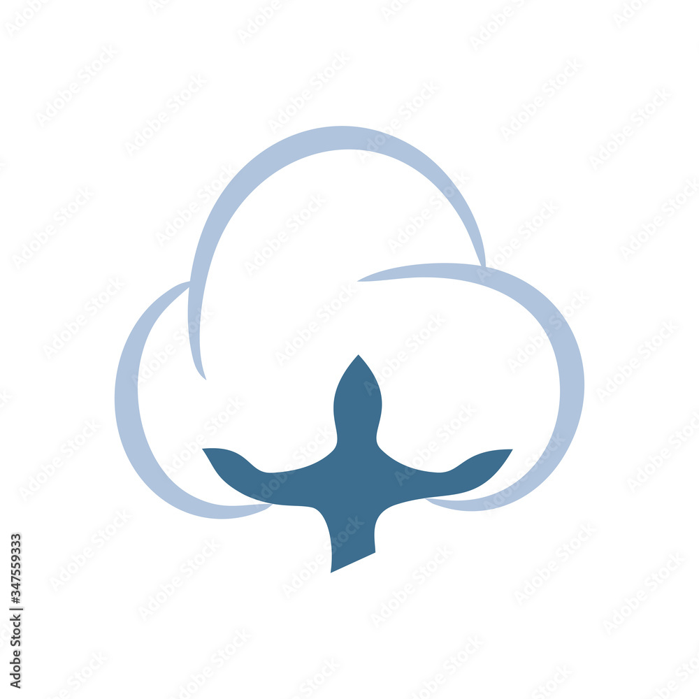 Fototapeta premium Cotton flower, vector design isolated on white background.