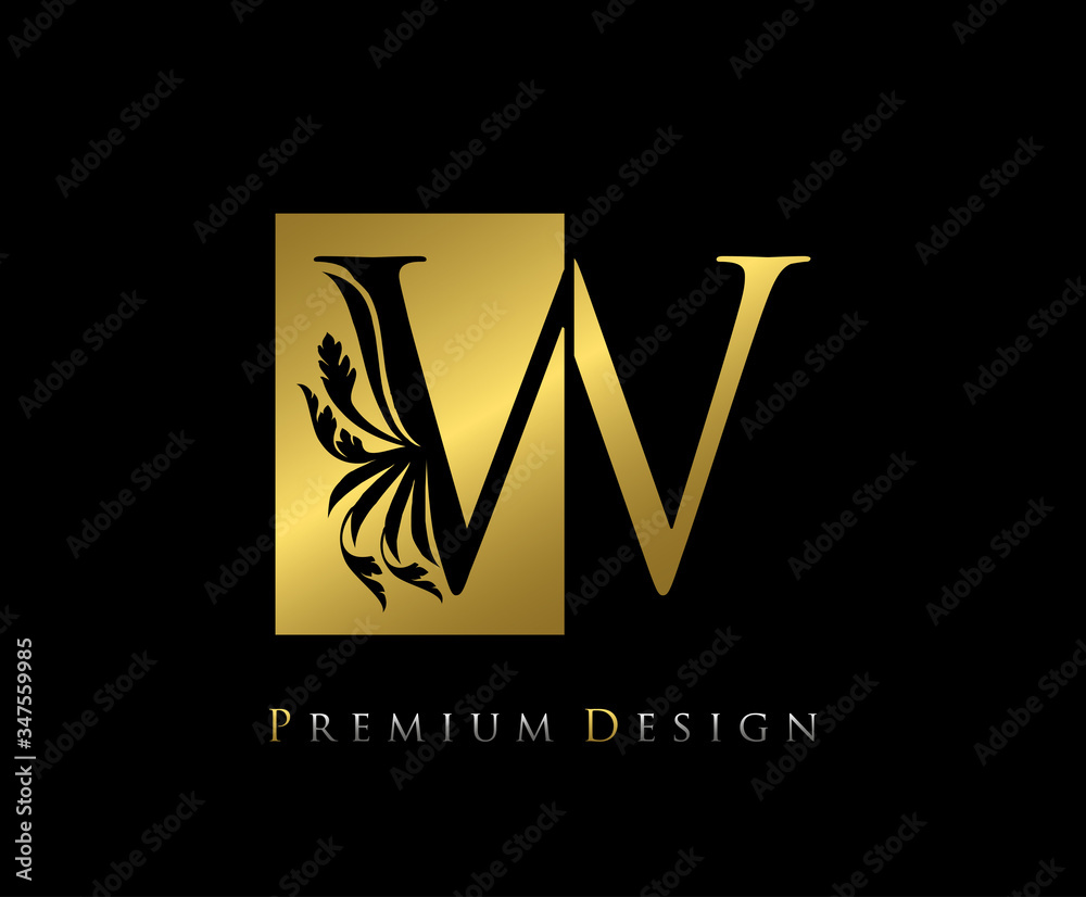 Elegant W Luxury Logo Icon, Vintage Negative Space Gold W Letter Logo ...